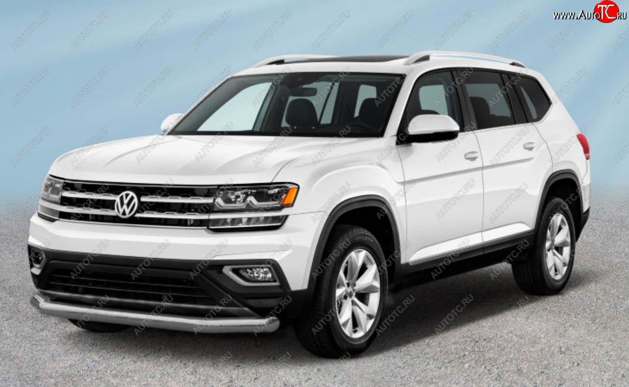 13 449 р. Защита переднего бампера Slitkoff (Ø 76 мм).  Volkswagen Teramont  CA1 (2016-2020) дорестайлинг (Сталь с полимерным покрытием. Цвет: серебристый)  с доставкой в г. Керчь