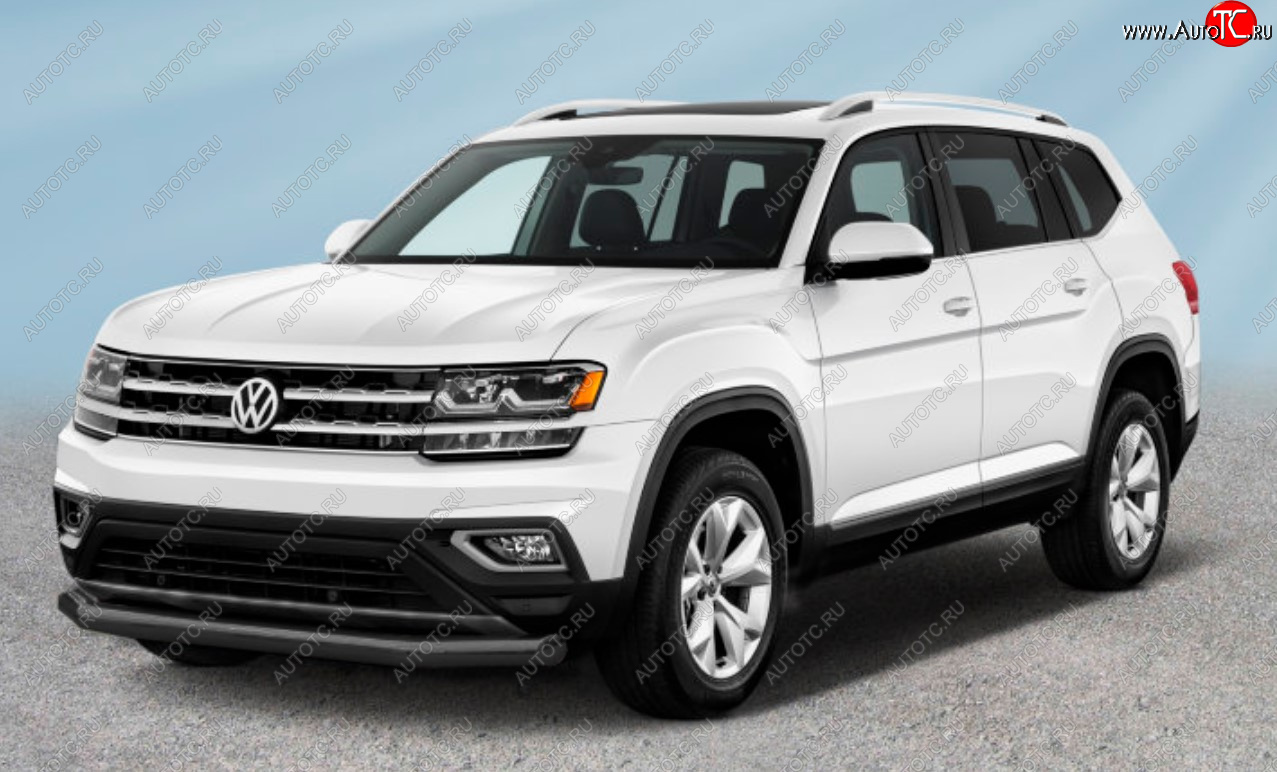 17 299 р. Защита переднего бампера Slitkoff (Ø 76 мм).  Volkswagen Teramont  CA1 (2016-2020) дорестайлинг (Сталь с полимерным покрытием. Цвет: черный)  с доставкой в г. Керчь