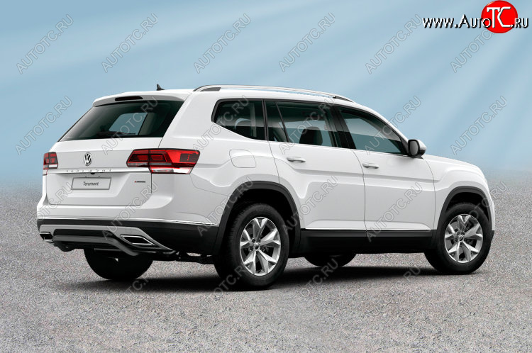 13 399 р. Защита заднего бампера Slitkoff (Ø 57 мм, скоба)  Volkswagen Teramont  CA1 (2016-2020) дорестайлинг (Сталь с полимерным покрытием. Цвет: черный)  с доставкой в г. Керчь