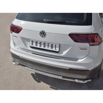 1 479 р. Накладка на задний бампер (лист нерж зеркальный) Russtal Volkswagen Tiguan Mk2 дорестайлинг (2016-2020) (Неокрашенная)  с доставкой в г. Керчь. Увеличить фотографию 3