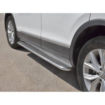 35 549 р. Порожки для ног (труба Ø42) SLITKOFF  Volkswagen Tiguan  Mk2 (2016-2020) дорестайлинг (лист - нержавейка, профиль - нержавейка)  с доставкой в г. Керчь. Увеличить фотографию 4