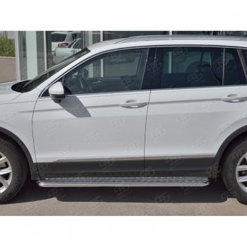 22 999 р. Пороги труба d42 с листом (Лист алюм, проф.сталь) (v2) SLITKOFF  Volkswagen Tiguan  Mk2 (2016-2020) дорестайлинг  с доставкой в г. Керчь. Увеличить фотографию 2