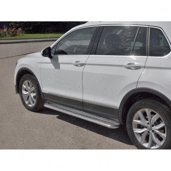 22 999 р. Пороги труба d42 с листом (Лист алюм, проф.сталь) (v2) SLITKOFF  Volkswagen Tiguan  Mk2 (2016-2020) дорестайлинг  с доставкой в г. Керчь. Увеличить фотографию 3