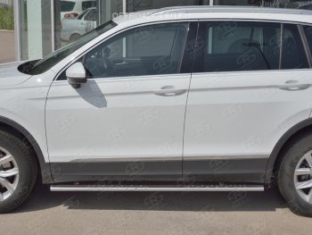 16 649 р. Пороги труба 75х42 овал с проступью Russtal Volkswagen Tiguan Mk2 дорестайлинг (2016-2020)  с доставкой в г. Керчь. Увеличить фотографию 2