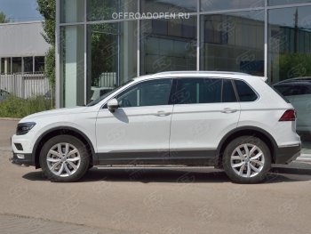 16 649 р. Пороги труба 75х42 овал с проступью Russtal Volkswagen Tiguan Mk2 дорестайлинг (2016-2020)  с доставкой в г. Керчь. Увеличить фотографию 4