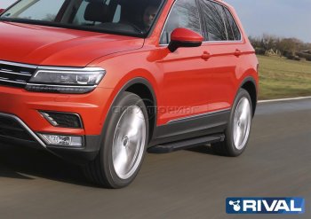 9 499 р. Порожки для ног Rival Volkswagen Tiguan Mk2 рестайлинг (2020-2022) (Чёрные)  с доставкой в г. Керчь. Увеличить фотографию 4