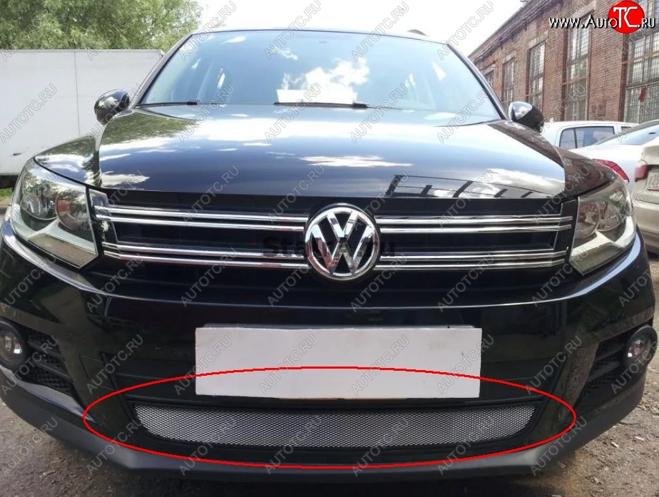 2 799 р. Защитная решётка в воздуховод автомобиля Russtal (хром) Volkswagen Tiguan Mk2 дорестайлинг (2016-2020)  с доставкой в г. Керчь