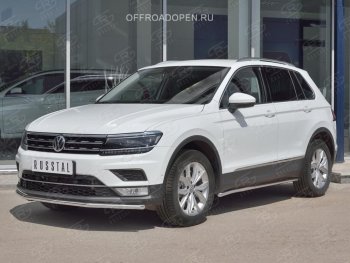 15 549 р. Защита переднего бампера (Ø42 мм, нержавейка, NOT OFF ROAD) SLITKOFF Volkswagen Tiguan Mk2 дорестайлинг (2016-2020)  с доставкой в г. Керчь. Увеличить фотографию 3