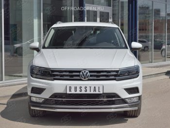 15 549 р. Защита переднего бампера (Ø42 мм, нержавейка, NOT OFF ROAD) SLITKOFF Volkswagen Tiguan Mk2 дорестайлинг (2016-2020)  с доставкой в г. Керчь. Увеличить фотографию 4