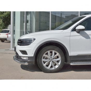 17 649 р. Защита переднего бампера (Ø63 мм волна, нержавейка) SLITKOFF Volkswagen Tiguan Mk2 дорестайлинг (2016-2020)  с доставкой в г. Керчь. Увеличить фотографию 4