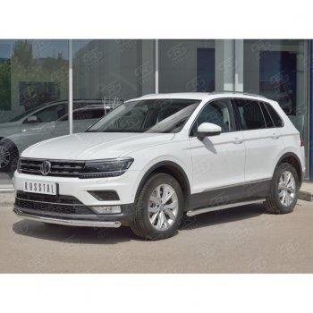 16 249 р. Защита переднего бампера (Ø63 мм, нержавейка, NOT OFF ROAD) SLITKOFF Volkswagen Tiguan Mk2 дорестайлинг (2016-2020)  с доставкой в г. Керчь. Увеличить фотографию 3