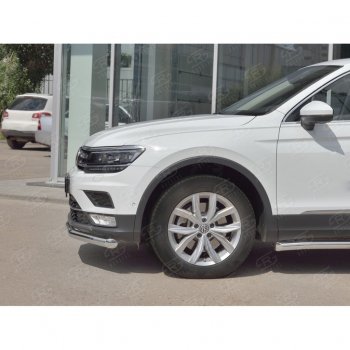 16 249 р. Защита переднего бампера (Ø63 мм, нержавейка, NOT OFF ROAD) SLITKOFF Volkswagen Tiguan Mk2 дорестайлинг (2016-2020)  с доставкой в г. Керчь. Увеличить фотографию 4