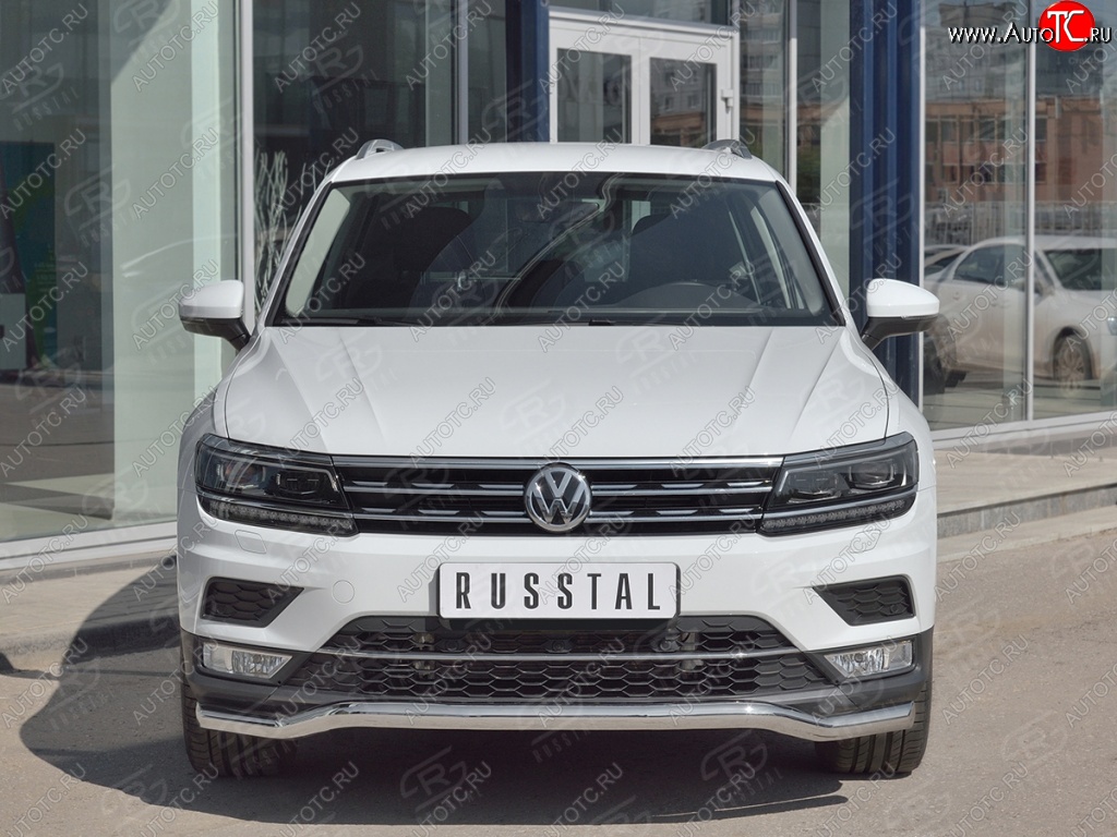 17 649 р. Защита переднего бампера (Ø63 мм волна, нержавейка) SLITKOFF Volkswagen Tiguan Mk2 дорестайлинг (2016-2020)  с доставкой в г. Керчь