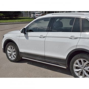17 299 р. Защита порогов из круглой трубы диаметром 42 мм SLITKOFF v1  Volkswagen Tiguan  Mk2 (2016-2020) дорестайлинг  с доставкой в г. Керчь. Увеличить фотографию 2