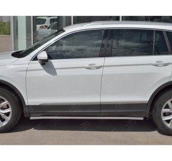 Защита порогов из круглой трубы диаметром 42 мм SLITKOFF v1 Volkswagen Tiguan  Mk2 (2016-2020) дорестайлинг
