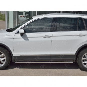 17 299 р. Защита порогов из круглой трубы диаметром 63 мм SLITKOFF v3  Volkswagen Tiguan  Mk2 (2016-2020) дорестайлинг  с доставкой в г. Керчь. Увеличить фотографию 2