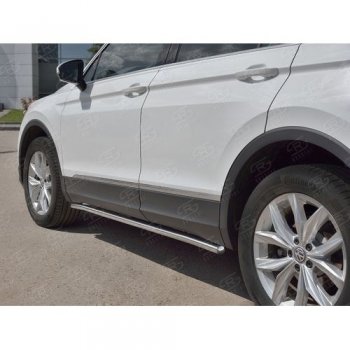 Защита порогов из круглой трубы диаметром 63 мм SLITKOFF v3 Volkswagen Tiguan  Mk2 (2016-2020) дорестайлинг