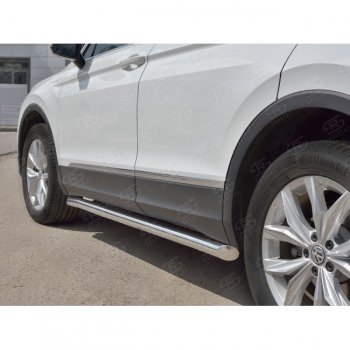 19 999 р. Защита порогов из круглой трубы диаметром 63 мм SLITKOFF v1  Volkswagen Tiguan  Mk2 (2016-2020) дорестайлинг  с доставкой в г. Керчь. Увеличить фотографию 3
