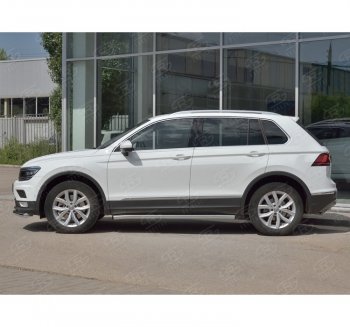 18 799 р.  Защита порогов (Ø63 мм, секции) SLITKOFF  Volkswagen Tiguan  Mk2 (2016-2020) дорестайлинг (Вариант 2 (пластиковые заглушки))  с доставкой в г. Керчь. Увеличить фотографию 3