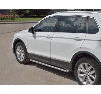 Защита порогов из круглой трубы диаметром 63 мм SLITKOFF v3 Volkswagen Tiguan  Mk2 (2016-2020) дорестайлинг