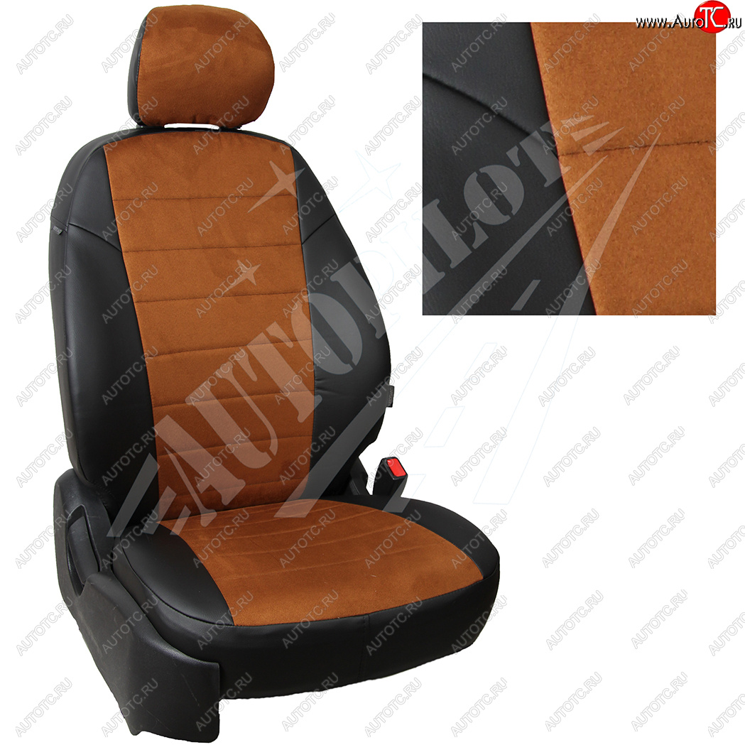 13 849 р. Чехлы сидений AUTOPILOT Алькантара (комплектация Comfortline/Highline, со столиками/без столиков, пасс. спинка трансформер)  Volkswagen Tiguan  Mk2 (2016-2022) дорестайлинг, рестайлинг (Черный + Коричневый)  с доставкой в г. Керчь