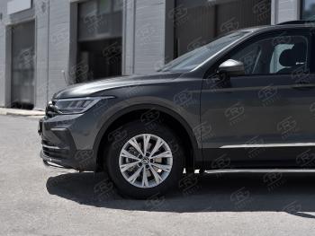 15 499 р. Защита переднего бампера (Ø42 мм нержавейка, NOT R-LINE) SLITKOFF  Volkswagen Tiguan  Mk2 (2020-2022) рестайлинг (полированная нержавейка)  с доставкой в г. Керчь. Увеличить фотографию 3