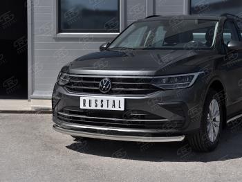 Защита переднего бампера (Ø63 мм, нержавейка, NOT R-LINE) SLITKOFF Volkswagen Tiguan  Mk2 (2020-2022) рестайлинг
