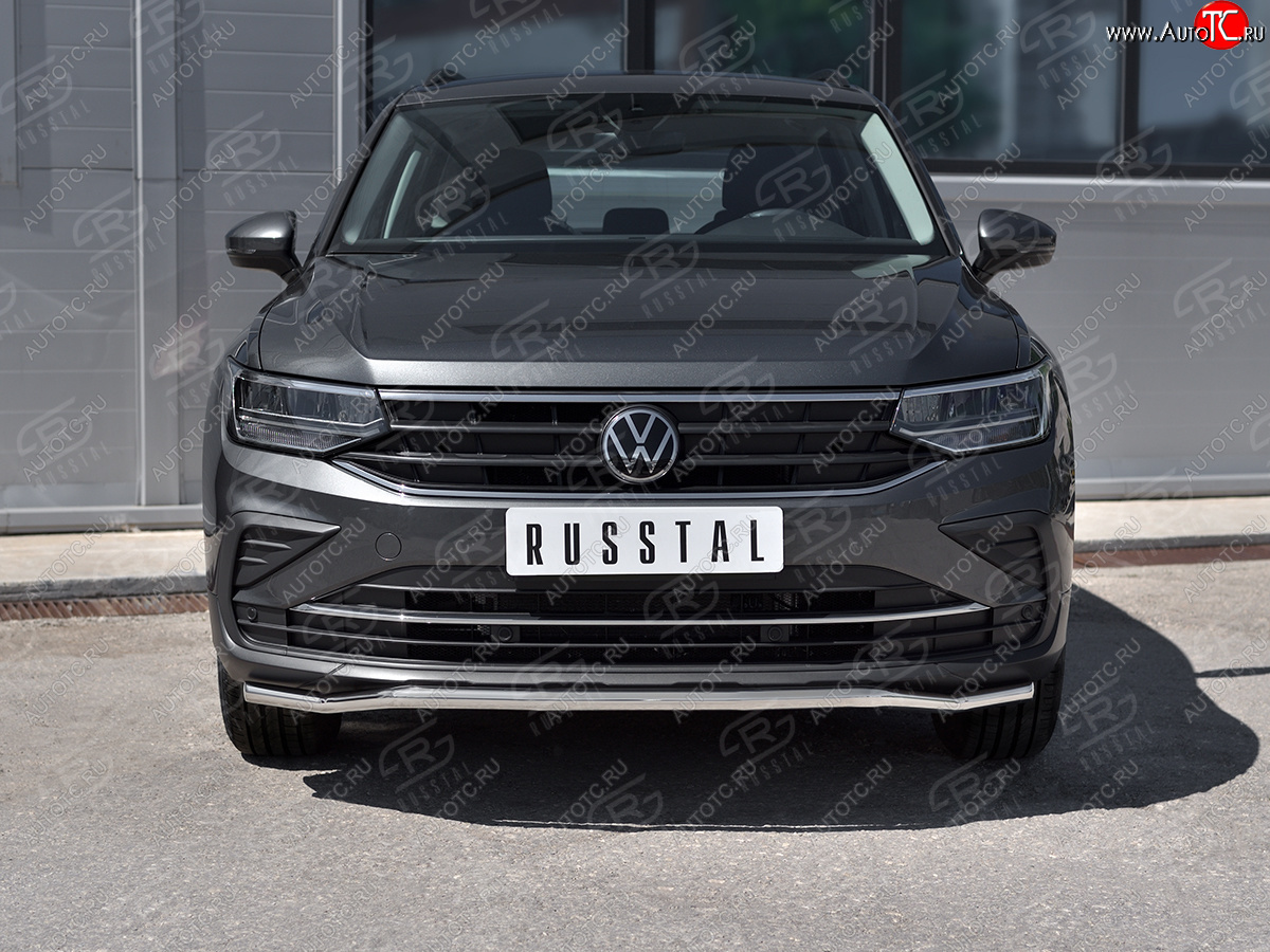 16 299 р. Защита переднего бампера (Ø42 мм волна, нержавейка, NOT R-LINE) SLITKOFF  Volkswagen Tiguan  Mk2 (2020-2022) рестайлинг  с доставкой в г. Керчь