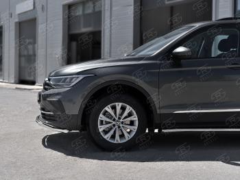 16 299 р. Защита переднего бампера (Ø42 мм волна, нержавейка, NOT R-LINE) SLITKOFF  Volkswagen Tiguan  Mk2 (2020-2022) рестайлинг  с доставкой в г. Керчь. Увеличить фотографию 2