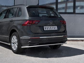 Защита заднего бампера (Ø42 мм, нержавейка, NOT R-LINE) SLITKOFF Volkswagen Tiguan  Mk2 (2020-2022) рестайлинг