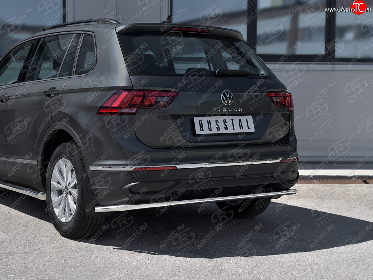 14 399 р. Защита заднего бампера (Ø42 мм, нержавейка, NOT R-LINE) SLITKOFF  Volkswagen Tiguan  Mk2 (2020-2022) рестайлинг  с доставкой в г. Керчь