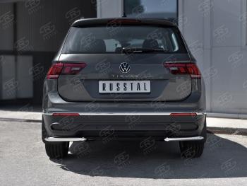 12 699 р. Защита заднего бампера (Ø42 мм уголки, нержавейка, NOT R-LINE) SLITKOFF  Volkswagen Tiguan  Mk2 (2020-2022) рестайлинг (полированная нержавейка)  с доставкой в г. Керчь. Увеличить фотографию 2