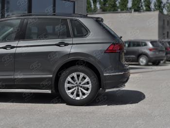 12 699 р. Защита заднего бампера (Ø42 мм уголки, нержавейка, NOT R-LINE) SLITKOFF  Volkswagen Tiguan  Mk2 (2020-2022) рестайлинг (полированная нержавейка)  с доставкой в г. Керчь. Увеличить фотографию 3