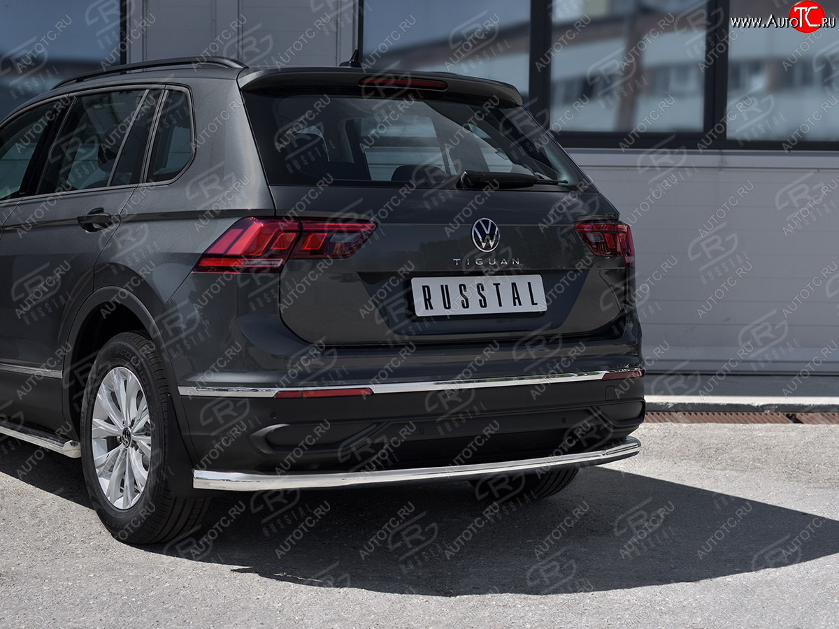 16 349 р. Защита заднего бампера (Ø63 мм, нержавейка, NOT R-LINE) SLITKOFF  Volkswagen Tiguan  Mk2 (2020-2022) рестайлинг  с доставкой в г. Керчь