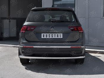 16 349 р. Защита заднего бампера (Ø63 мм, нержавейка, NOT R-LINE) SLITKOFF  Volkswagen Tiguan  Mk2 (2020-2022) рестайлинг  с доставкой в г. Керчь. Увеличить фотографию 2