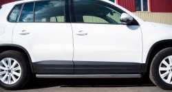 12 299 р. Защита порогов из круглой трубы диаметром 63 мм (Track & Field) Russtal Volkswagen Tiguan NF рестайлинг (2011-2017) (Защита порогов с со скосами на торцах (вариант 1))  с доставкой в г. Керчь. Увеличить фотографию 4