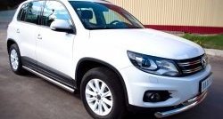 12 299 р. Защита порогов из круглой трубы диаметром 63 мм (Track & Field) Russtal Volkswagen Tiguan NF рестайлинг (2011-2017) (Защита порогов с со скосами на торцах (вариант 1))  с доставкой в г. Керчь. Увеличить фотографию 8