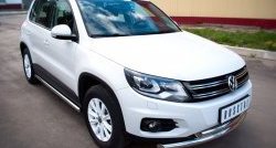 12 299 р. Защита порогов из круглой трубы диаметром 63 мм (Track & Field) Russtal Volkswagen Tiguan NF рестайлинг (2011-2017) (Защита порогов с со скосами на торцах (вариант 1))  с доставкой в г. Керчь. Увеличить фотографию 12