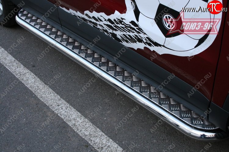 15 614 р. Защита порогов с листом Souz-96 (d60). Volkswagen Tiguan NF дорестайлинг (2006-2011)  с доставкой в г. Керчь