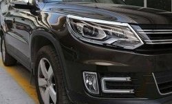 4 749 р. Реснички на фары (рестайлинг) CT v2 Volkswagen Tiguan NF рестайлинг (2011-2017) (Неокрашенные)  с доставкой в г. Керчь. Увеличить фотографию 3