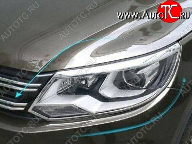 4 749 р. Реснички на фары (рестайлинг) CT v2 Volkswagen Tiguan NF рестайлинг (2011-2017) (Неокрашенные)  с доставкой в г. Керчь