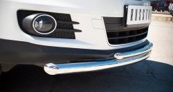 15 249 р. Защита переднего бампера (2 трубыØ63 и 42 мм, нержавейка) SLITKOFF Volkswagen Tiguan NF рестайлинг (2011-2017)  с доставкой в г. Керчь. Увеличить фотографию 2