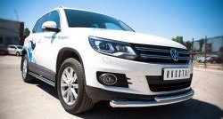 15 249 р. Защита переднего бампера (2 трубыØ63 и 42 мм, нержавейка) SLITKOFF Volkswagen Tiguan NF рестайлинг (2011-2017)  с доставкой в г. Керчь. Увеличить фотографию 3