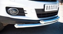 18 449 р. Защита переднего бампера (2 трубыØ63 мм, нержавейка) SLITKOFF Volkswagen Tiguan NF рестайлинг (2011-2017)  с доставкой в г. Керчь. Увеличить фотографию 2