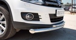 15 999 р. Защита переднего бампера (2 трубыØ76 и 42 мм, нержавейка) SLITKOFF Volkswagen Tiguan NF рестайлинг (2011-2017)  с доставкой в г. Керчь. Увеличить фотографию 2