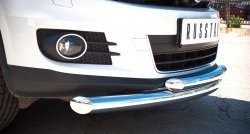 17 649 р. Защита переднего бампера (2 трубыØ76 и 63 мм, нержавейка, Sport & Style) SLITKOFF Volkswagen Tiguan NF рестайлинг (2011-2017)  с доставкой в г. Керчь. Увеличить фотографию 2