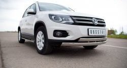 16 849 р. Защита переднего бампера (2 трубыØ75х42 мм, нержавейка) Russtal Volkswagen Tiguan NF рестайлинг (2011-2017)  с доставкой в г. Керчь. Увеличить фотографию 2