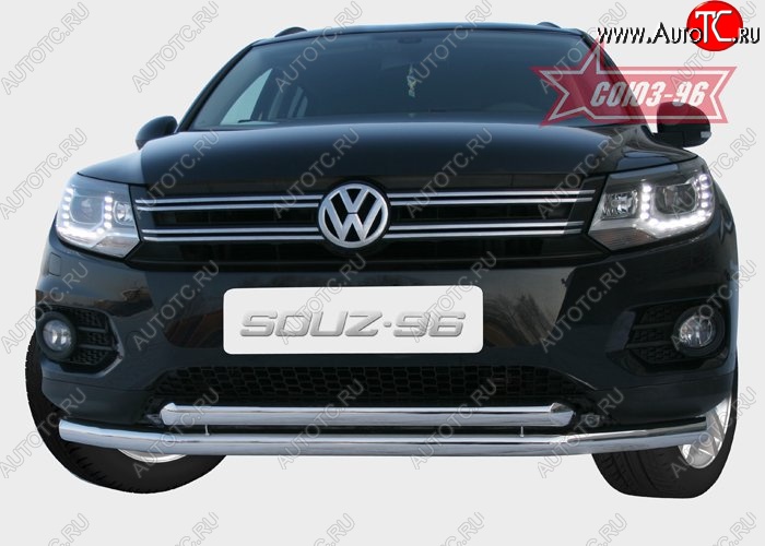 18 584 р. Защита переднего бампера двойная Souz-96 (d60/60) Volkswagen Tiguan NF рестайлинг (2011-2017)  с доставкой в г. Керчь