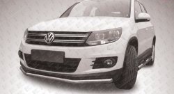 Одинарная защита переднего бампера из трубы диаметром 57 мм Slitkoff Volkswagen Tiguan  NF (2011-2017) рестайлинг