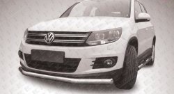 Одинарная защита переднего бампера диаметром 76 мм Slitkoff Volkswagen Tiguan  NF (2011-2017) рестайлинг